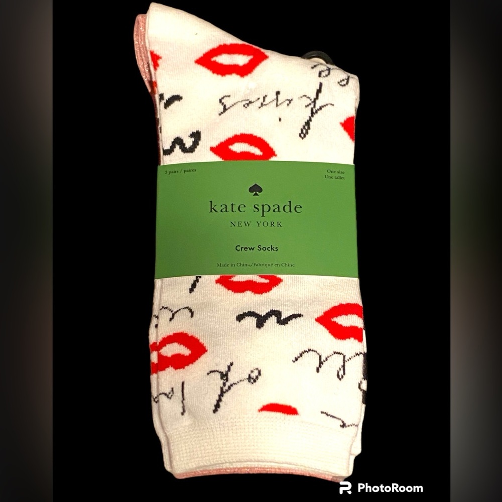 NWT•kate spade Women’s Kisses multicolor crew socks 3 pack